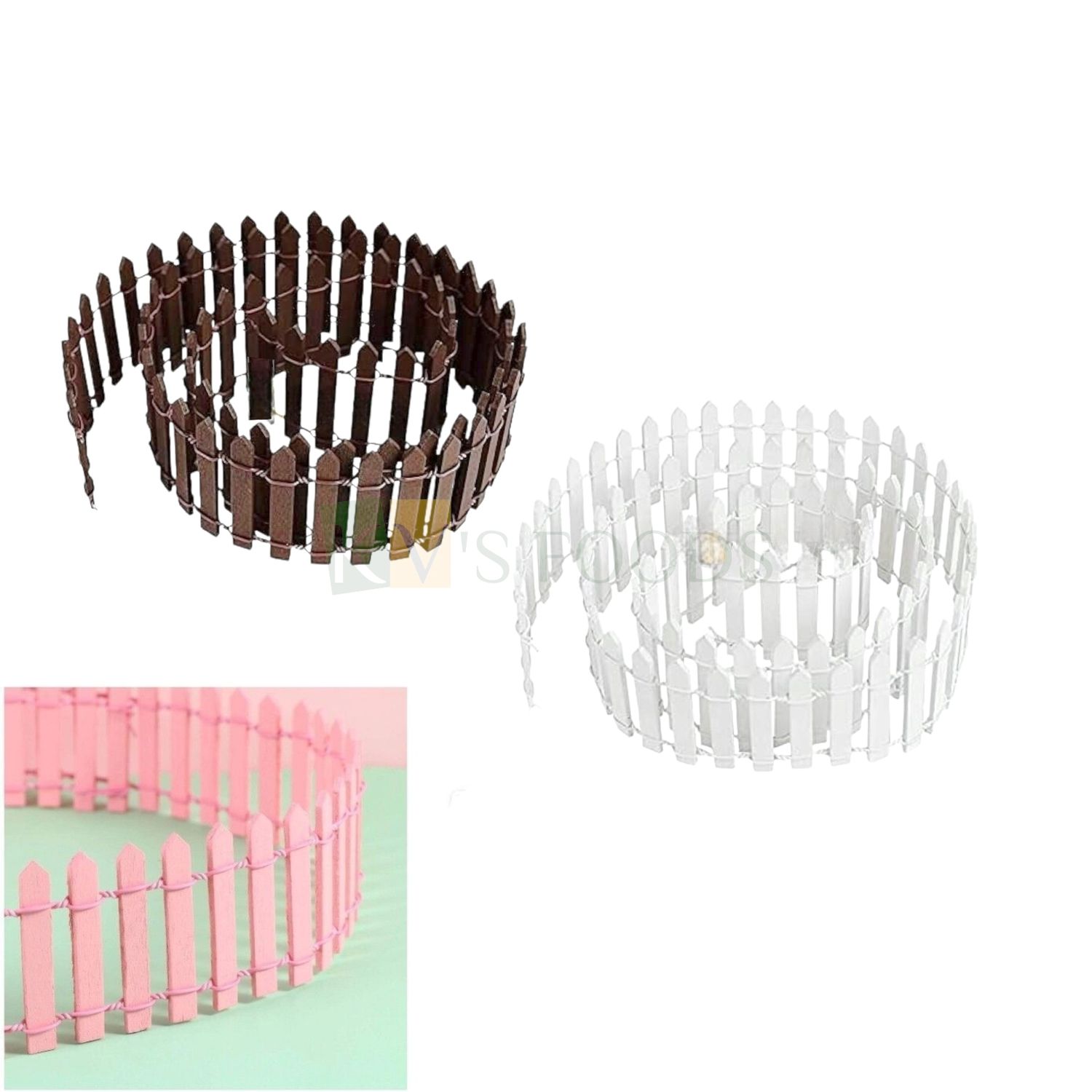 1PC Wooden Length 34.5 Inch Big Artificial Fence Cake Topper in Different Colours, Cake Inserts, Mini Garden Barrier Decor And Accessories, Mini Gates, Home Decorations Christmas Tree Fence Trinkets