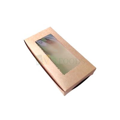 5 PC Set of Kraft Paper Brown Colour 8 Brownie Transparent Window Box Size 10*5.1 Height 2 Inch for Cookies, Chocolates Doughnuts, Finger Food Bakery Pacakging DIY Mini Gift box