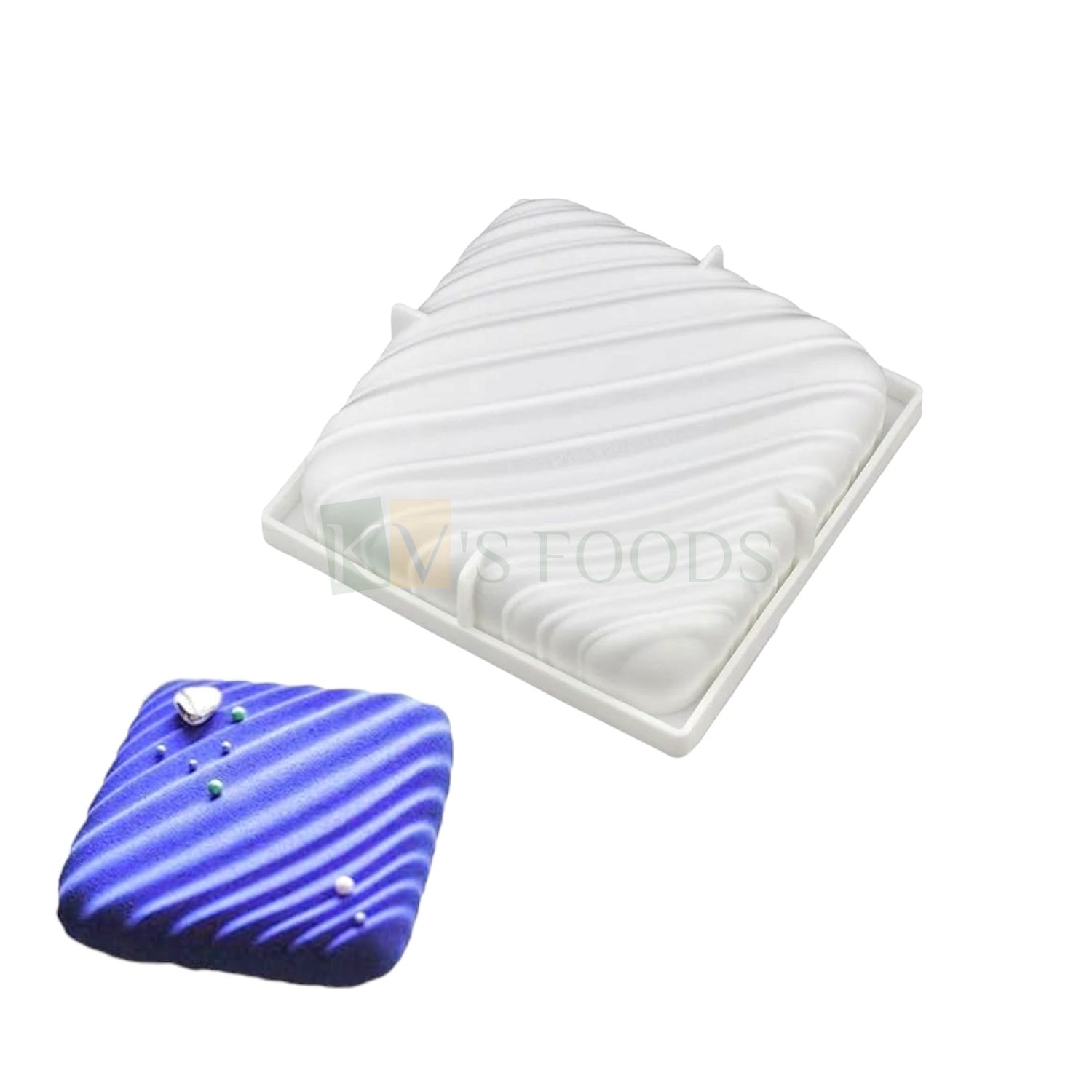 1 PC White Silicone 3D Square Irregular Diagonal Lines Chiffon Entremet Cake Mould, Mousse Molds, Dessert Baking Pudding Gelatin Cakes Reusable Tools, Non-Sticky Baking Pan, Kitchen, Bakery Accessory
