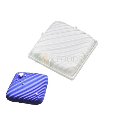 1 PC White Silicone 3D Square Irregular Diagonal Lines Chiffon Entremet Cake Mould, Mousse Molds, Dessert Baking Pudding Gelatin Cakes Reusable Tools, Non-Sticky Baking Pan, Kitchen, Bakery Accessory