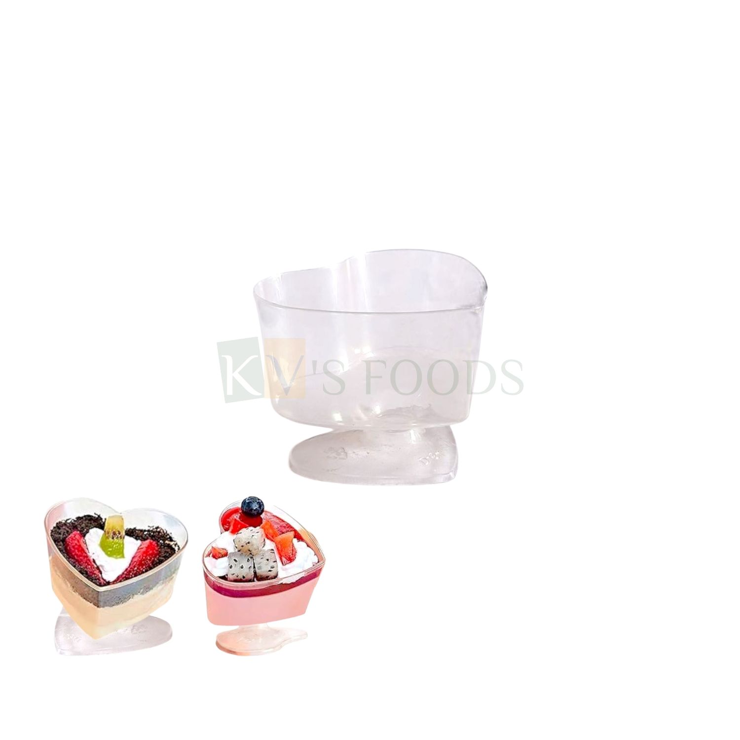 10 PCS (D-54) Size 2.6 x 2 Inch Height 1.9 Inch, Capacity ~ 40 ML, Small Heart Shape Acrylic Mousse Dessert Glass, Multi-Purpose, Shot Glass, Clear Transparent Cups, Reusable, Puddings, Glass Cakes