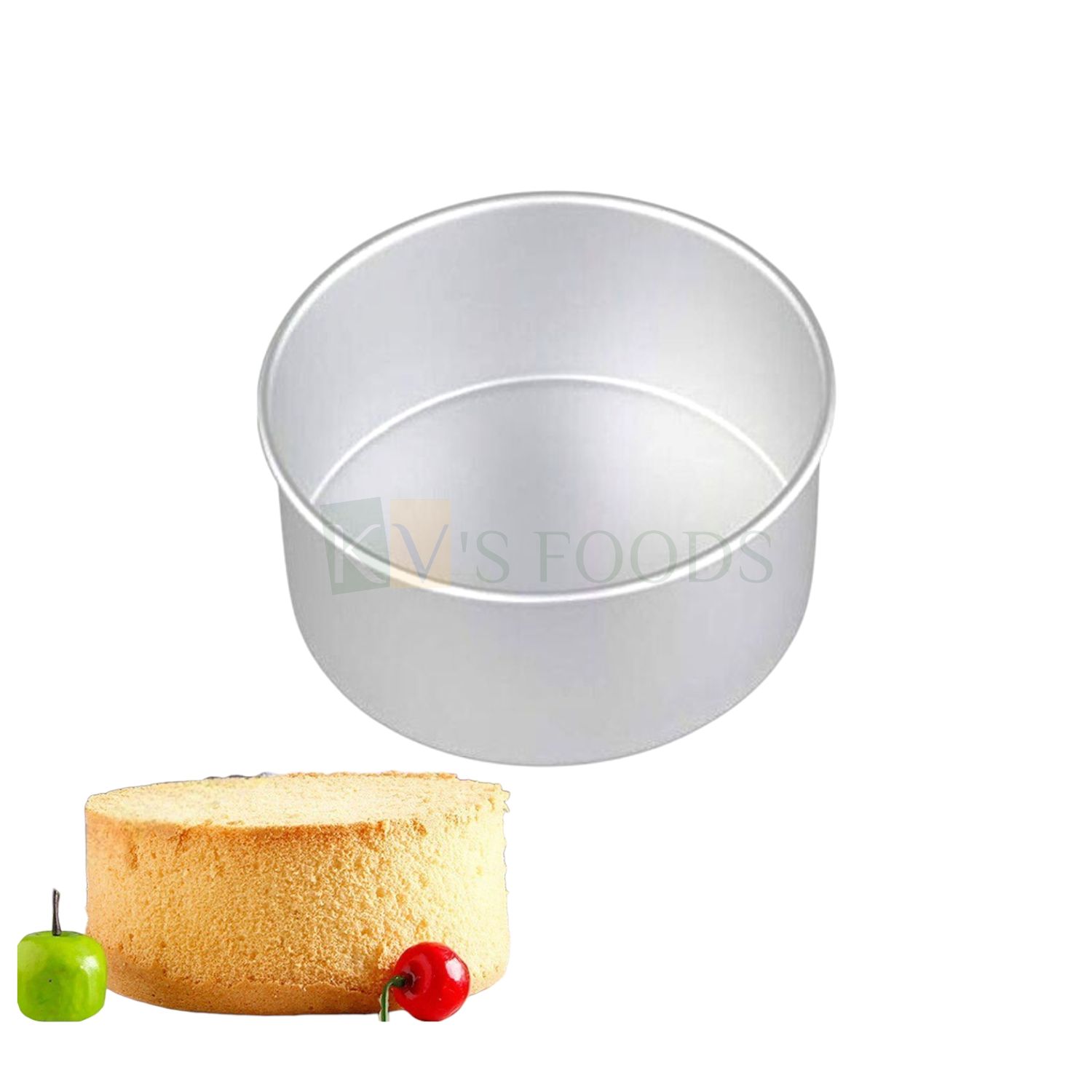 1PC Size Diameter 6 Inch, Height 3 Inch Capacity ~ 600 Grams Aluminium Tall Cake Baking Pan Silver Circle Round Mould Bakeware Loaf Bread Mousse Pudding Cheese Cake Containers Tins Tray for Ovens