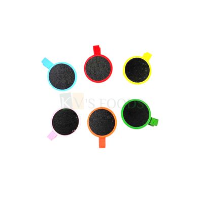 6PCS Mini Round Shape Chalkboard Clips Set, Multicolour Tags, Labels Kids Room Wooden Pins, Board Clips, Message Board Pegs, Party Buffet Event Wedding Party Table Decorations