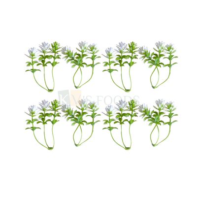 ~19 PCS Green White Non-Edible Plastic Small Sea Plant, Leaves Stem Branch, Length ~1.7 Inch for Spring, Garden Theme, Artificial Grass, Wedding, Christmas Cake Topper, Insert Bouquet Vase Decorations