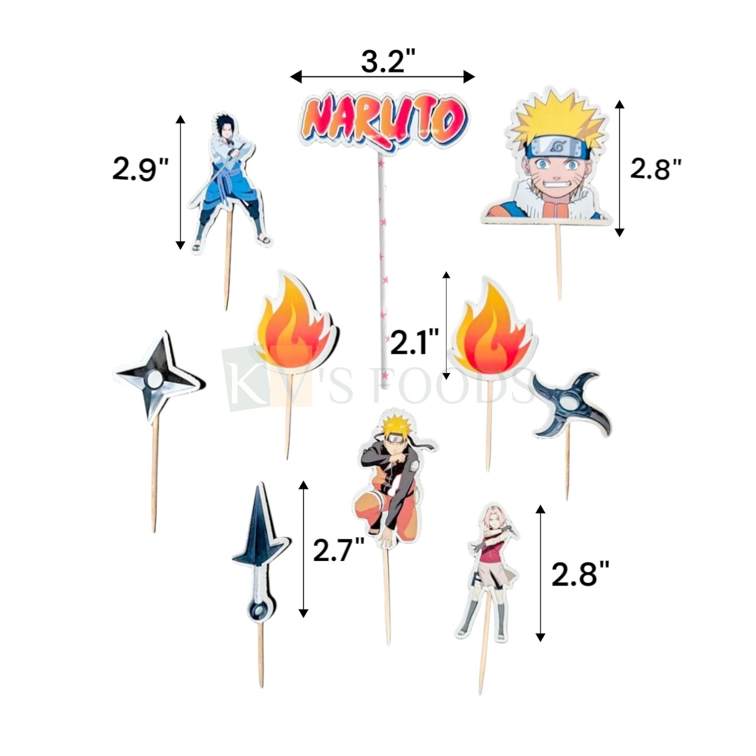10 PCS Multicolour Naruto Theme TV Series, Cake Topper Insert