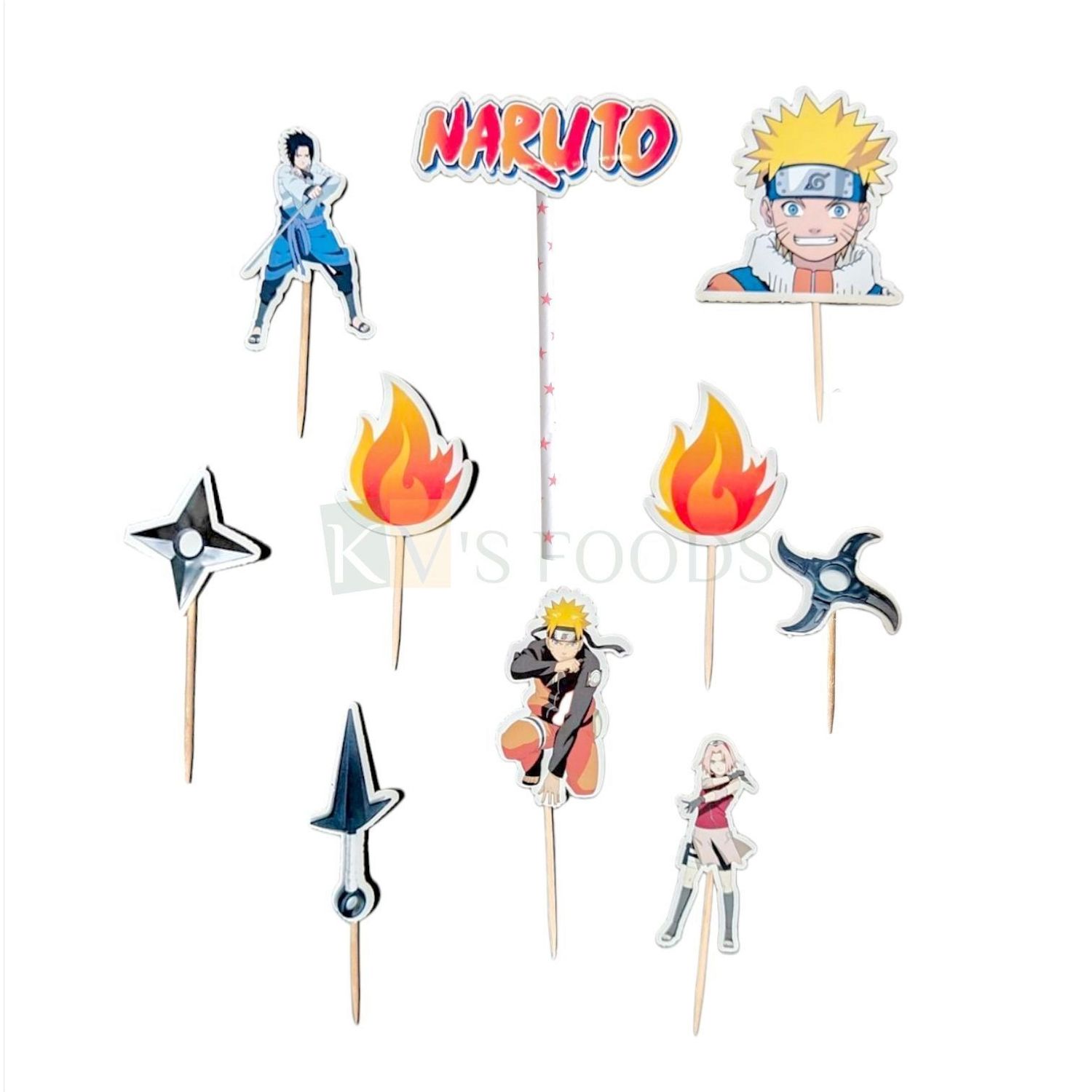 10 PCS Multicolour Naruto Theme TV Series, Cake Topper Insert Cupcake Toppers for Girls Boys Friends Happy Birthday Decorations Items Cake Accessories, Tags, Banner, Cards, Toothpicks Toppers