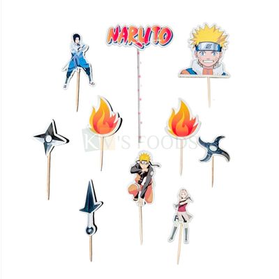 10 PCS Multicolour Naruto Theme TV Series, Cake Topper Insert Cupcake Toppers for Girls Boys Friends Happy Birthday Decorations Items Cake Accessories, Tags, Banner, Cards, Toothpicks Toppers