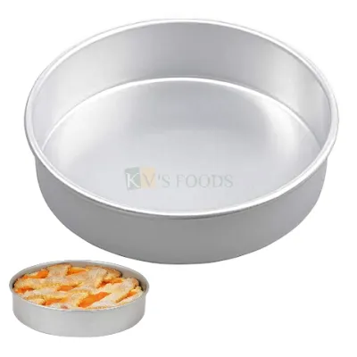 1PC Size Diameter 16 Inch, Height 2.5 Inch Capacity ~2.5 Kg  Aluminium Baking Pan Silver Circle Round Loaf Bread Cake Mould Bakeware Mousse Pudding Cheese Cake Containers Tins Tray for Ovens