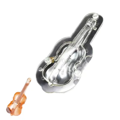 1 PC Transparent 3D Guitar Plastic Polycarbonate Chocolate Mould Baking Tools Magnetic Mold Cake Toppers Rock Music Notes Kids Birthday Musician DIY Candy Jelly Cake Decorating Molds Mousse Cakes