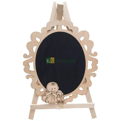 1PC Mini Oval Shape Design Chalkboard Set, Signs Chalkboard Tags, Labels Kids Mini Tabletop Mount Wooden Blackboard for Food Signs, Wedding Signs, Message Board, Party Buffet and Event Decorations