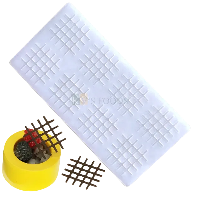 8 Cavity Silicon Square Net Mesh Exp pattern Shape mould, Sugar-craft, Cake Dessert Insert,  Chocolate, Ice Cream Garnishing Cake Decoration, Candy, Fondant, DIY Silicon Mould
