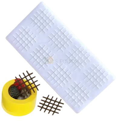 8 Cavity Silicon Square Net Mesh Exp pattern Shape mould, Sugar-craft, Cake Dessert Insert,  Chocolate, Ice Cream Garnishing Cake Decoration, Candy, Fondant, DIY Silicon Mould