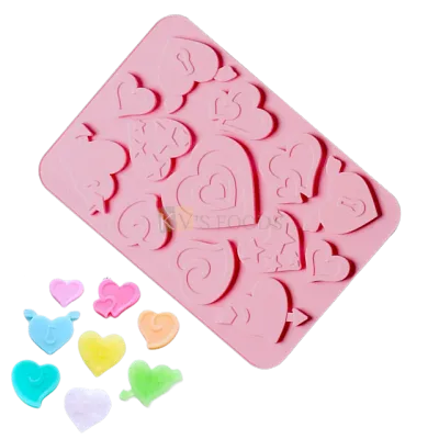 13 Cavity Creative Love Heart multi Shaped, Sweetheart, Heart with arrow, heart with Lock, Chocolate Garnishing, Ice Cube, Resin, Candy, Chocolate DIY Silicon Mould DIY Wedding Cake Decorations