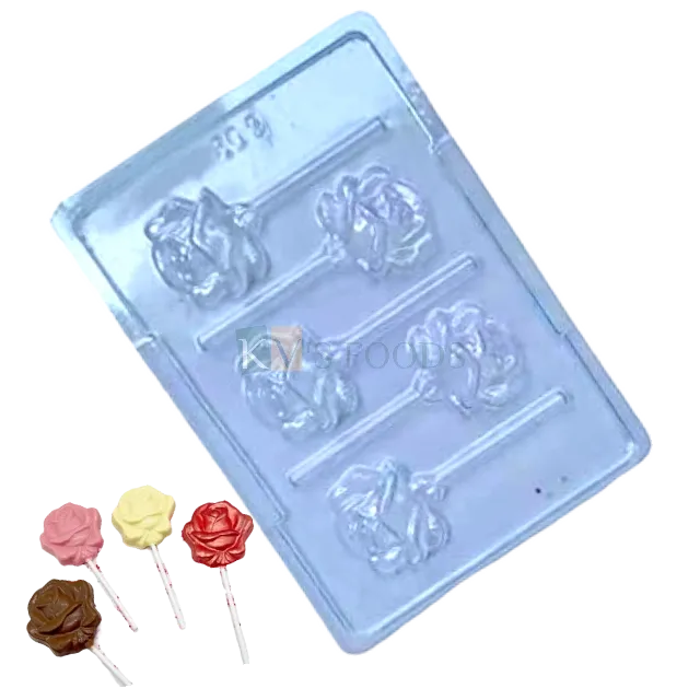 5 Cavity Rose Flower Bloom Lollipop PVC DIY Chocolate Mould