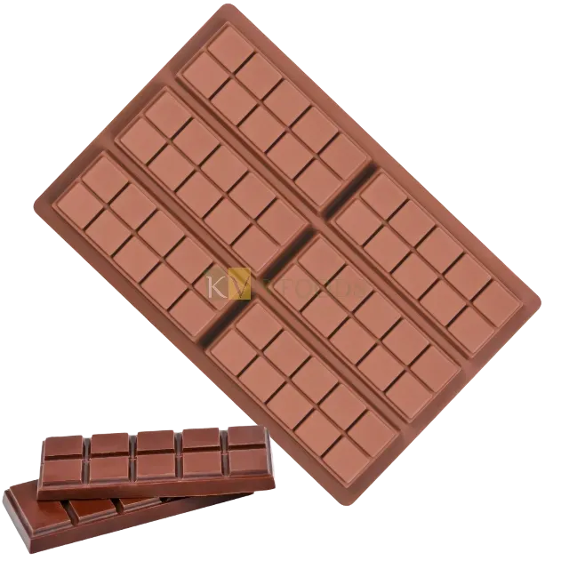 6 Cavity/Grids Medium Rectangle Chocolate Bar Contains 10 Square blocks Break Apart Choco (Total 60 pcs) Cadbury alike Artisan Silicone Chocolate, Hard Candy DIY Mould DIY Birthday Cake Decorations