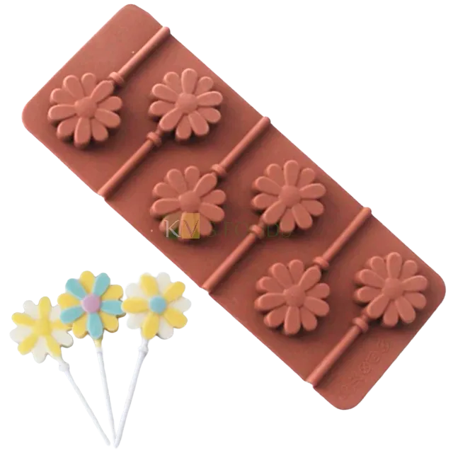 Flower Shape Silicone Lollipop, Hard Candy, Chocolate 6 Cavity DIY Mould