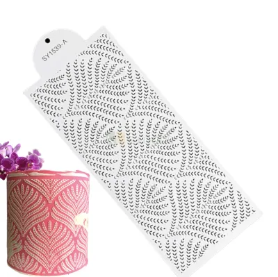 1PC Leaf Design Cake Decorating Wheat Grain Harvest Pattern Stencil Template Engagement, Wedding Cake Decoration, Anniversary Cakes, Side/Top Cake Designing Mesh Tool DIY Cake Lace Decoration Stencil