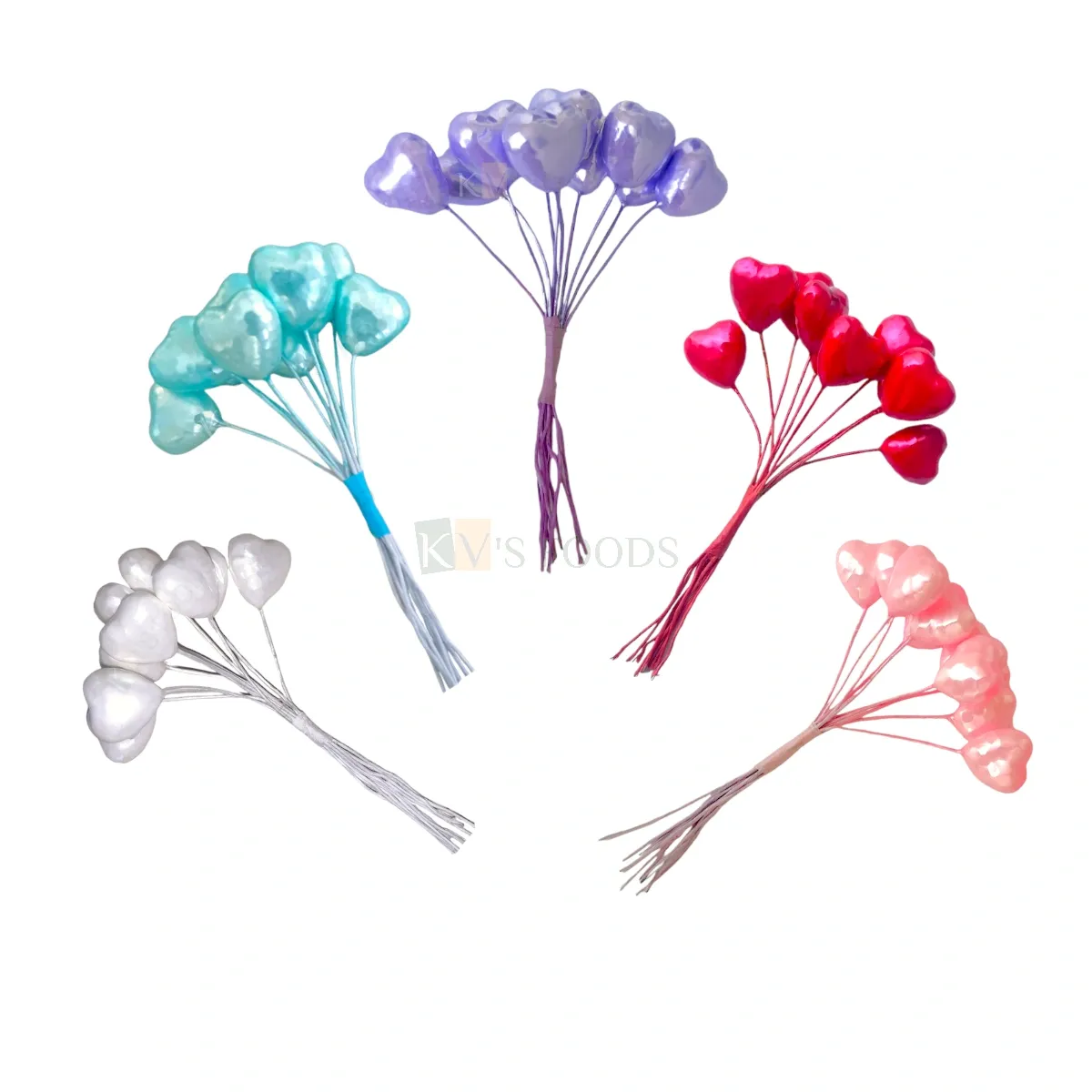 10 PC Set Metallic Colour 3D Heart Shaped Shiny Foam Cake Cupcakes Toppers Birthday Party Decors, Headwear Accessories Garden Decors DIY Cake Decorations