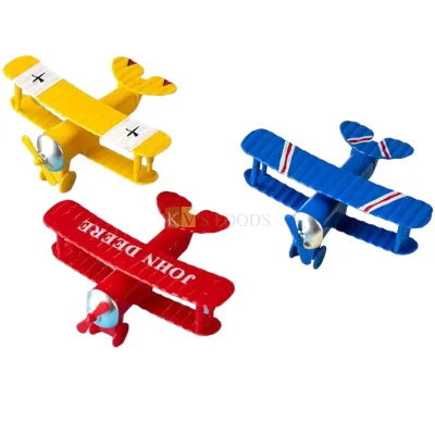 1PC Mini Airplane Cake Topper, Children&#39;s Plane Toys,  Aircraft Boys Happy Birthday Cupcake Topper, Aeroplane Toy for Cakes Decoration, Biplane Miniature Figurine Pilot Theme DIY Kids Room Decor