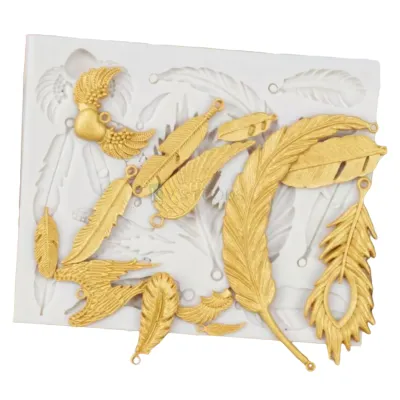 1 PC Fondant Feather And Wings Chocolate Mould 14 Cavity, Peacock Cake Theme, Angel Wings Cupcake Theme, Childrens Happy Birthday Cake Birds Wings Theme Silicon Flexible Moulds DIY Cake decoration