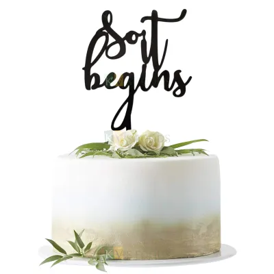 1PC Black Acrylic So It Begins Letters Cake Topper, Unique Elegant Font Design Cake Topper Wedding Engagement Theme, Marriage life Begins Theme Cake Toppers DIY Cake Decoration