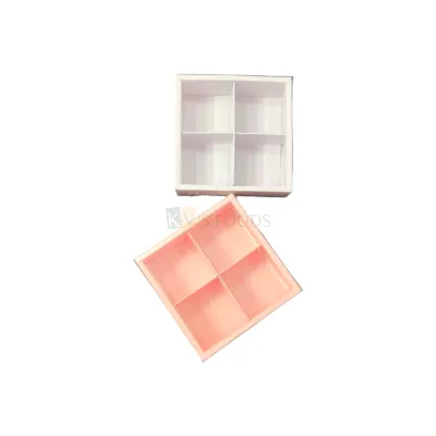 5 PC Set of 4 Brownie Hamper Box Size 6*6 Height 2 Inch for Cookies, Chocolates Doughnuts, Finger Food Bakery Pacakging DIY Mini Gift box