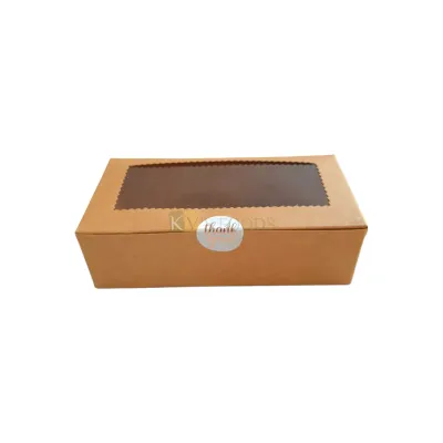 5 PC Set of 2 Brownie Brown Colour Craft Paper Transparent Window Box Size 6*3 Height 2 Inch for Cookies, Chocolates Doughnuts, Pastry Finger Food Bakery Pacakging DIY Mini Kraft Paper Gift box