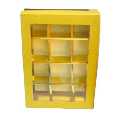 12 PC Set of 12 Cavity Box with Transparent Window Size 5*6.5*1.5 Inch For Different Shapes Chocolates, Sweets, Dryfruits, Candies Pacakging DIY  Festival Folding Paper Gift box