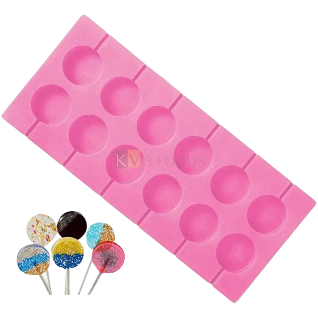 Round Plain Circle Shape Silicone Lollipop, Hard Candy, Isomalt Candy, Cake Topper, Chocolate 12 Cavity DIY Mould