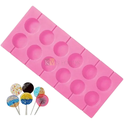 Round Plain Circle Shape Silicone Lollipop, Hard Candy, Isomalt Candy, Cake Topper, Chocolate 12 Cavity DIY Mould
