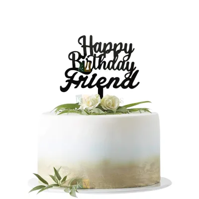 1PC Black Acrylic Happy Birthday Friend Letters with Unique Elegant Font Design Cake Topper, Freinds Birthday Celebration Theme Insert, DIY Girl/Boy Cake Decoration