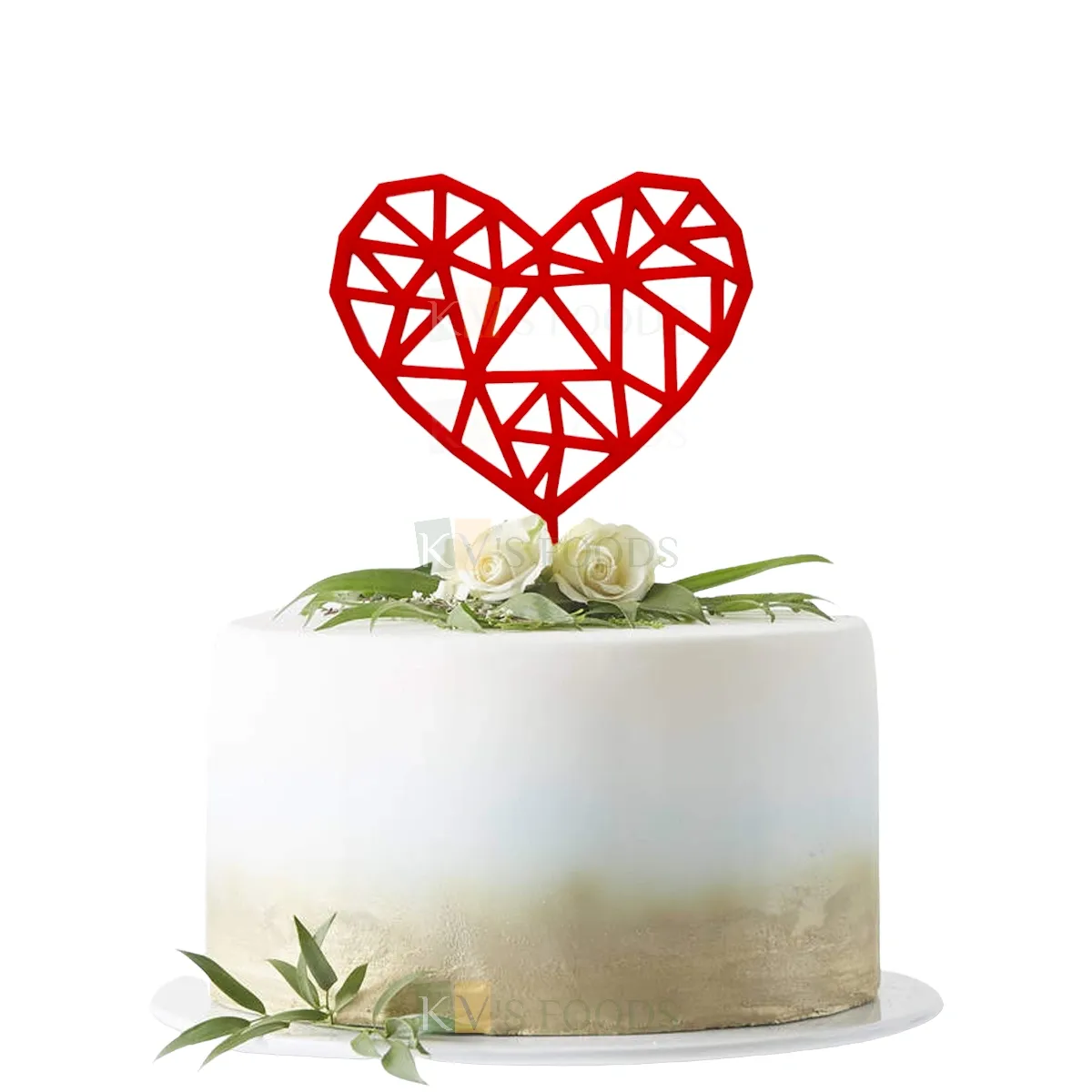 1PC Red Acrylic Geometric Heart Shape Cake Topper Happy Anniversary Cake Theme Love Valentine&#39;s Day Cake and Cupcake Insert, DIY Weddng Cake Decorations