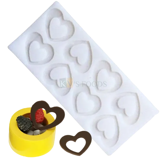 8 Cavity Silicon mini Hearts edge ring , Sugar-craft, Cake Dessert Insert,  Chocolate, Ice Cream Garnishing Cake Decoration, Candy, Fondant, DIY Silicon Mould