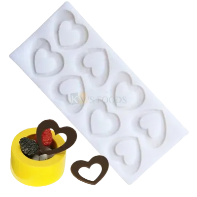 8 Cavity Silicon mini Hearts edge ring , Sugar-craft, Cake Dessert Insert,  Chocolate, Ice Cream Garnishing Cake Decoration, Candy, Fondant, DIY Silicon Mould
