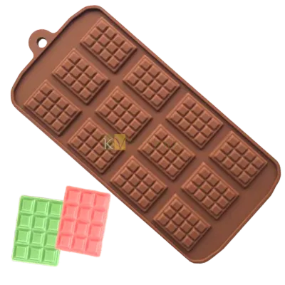 12 Cavity 12 Cells break apart Cadbury small mini bar, Silicon Chocolate Mould, Sugar-craft, Cup Cake Dessert Insert, Ice Cream Garnishing Cake Decoration, Candy, Jelly, Gummy, Fondant, DIY Food Decor