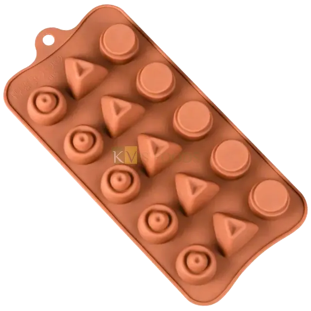 15 Cavity Oval Triangle Circle Round Topsy Turvy Mix Silicon Chocolate Mould, Sugar-craft, Chocolate, Cake Decoration, Candy, Jelly, Gummy, Fondant, Baking DIY Food Decor Craft Mold