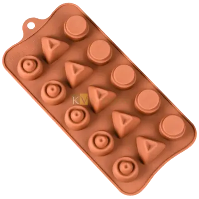 15 Cavity Oval Triangle Circle Round Topsy Turvy Mix Silicon Chocolate Mould, Sugar-craft, Chocolate, Cake Decoration, Candy, Jelly, Gummy, Fondant, Baking DIY Food Decor Craft Mold