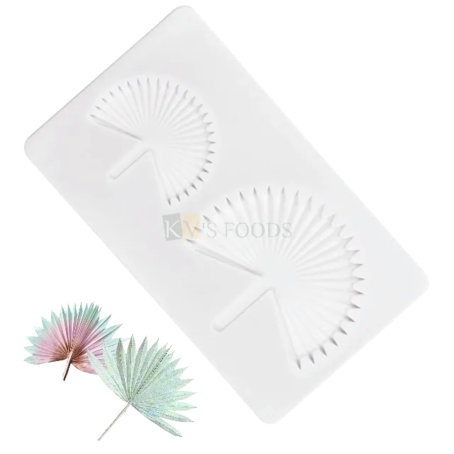 2 Cavity Silicon Fan Origami Sun Palm Leaf Shaped 2 sizes,  Chocolate Garnishing Cake Decoration, Candy, Fondant, Chocolate DIY Silicon Mould