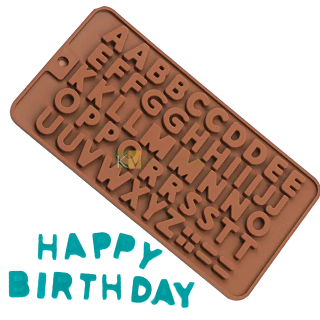 56 Cavity 26 A-Z English Letter Alphabet SMS Short Message, abcd, Sugar-craft, Cake Dessert Insert, Chocolate, Ice Cream Garnishing Cake Decoration, Candy, Jelly, Gummy, Fondant, DIY Silicon Mould