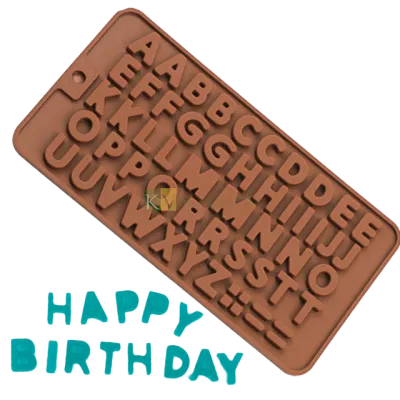 56 Cavity 26 A-Z English Letter Alphabet SMS Short Message, abcd, Sugar-craft, Cake Dessert Insert, Chocolate, Ice Cream Garnishing Cake Decoration, Candy, Jelly, Gummy, Fondant, DIY Silicon Mould