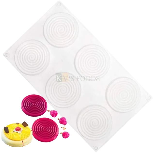 6 Cavity Chocolate Cake, Spiral Design Textured, Mosquito Coil Disk, Round Ring, Insert Decor Mousse, Cake Decorating, Ice Cream, Dessert Cake Mould Silicone Chocolate, Hard Candy Artisan DIY Mould