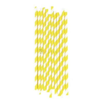 1 Packet Striped Yellow Colour Paper Straws 7.75 Inches Long and Diameter 0.1 Inches Pack of 100 Pieces for Drinking Juices Colossal Bubble Tea Paper Straws Yellow and White Striped Paper Straws