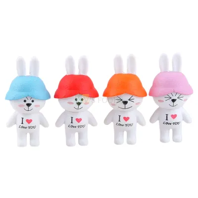 4PC 2.4 Inch Colourful Teddy Bear Miniature Cake Topper Mini Love You Cartoon Rabbit Figurines Kids Girls Boys Happy Birthday Cake Topper Doll Cake Topper, Kids Room Decor Kawaii Car Decoration