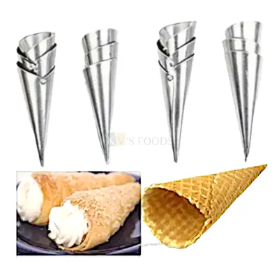 6pc Aluminium Cream Horn Non-Stick Mould Tin-Plated Steel Cream Conical Spiral Baking Cone For Making Roll Horn Popsicles French Horn Small Ice Cream Waffle Cone, Cream Rolls DIY Cake Decorations