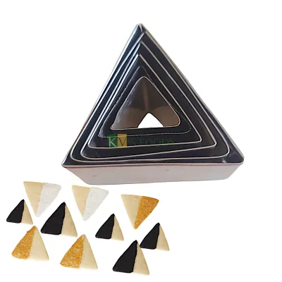 6 PC Silver Steel Different Sizes Triangle Shape Cookies Cutters, Pancake Fondant Cakes Biscuits Sandwich Chocolate Metal Moulds, Birthday Parties Celebrations DIY Cake Decorations