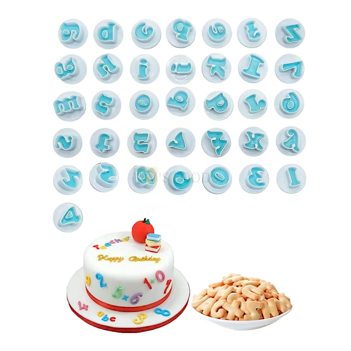 26 PCS Green Lowercase a to z Small Letters Alphabets Cookie Cutter Set Fondant Cakes Moulds, Embossing Presses Impression Chocolates Biscuits Birthday Party Wedding Anniversary Cakes Cupcakes