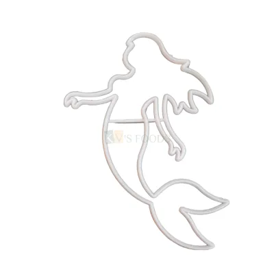 1 PC White Little Mermaid Shape Fondant Plunger Cutters, Embossing Mold Presses Impressions Sealife Underwater Theme Kids Girls Birthday Theme Chocolate DIY Cake Decorations