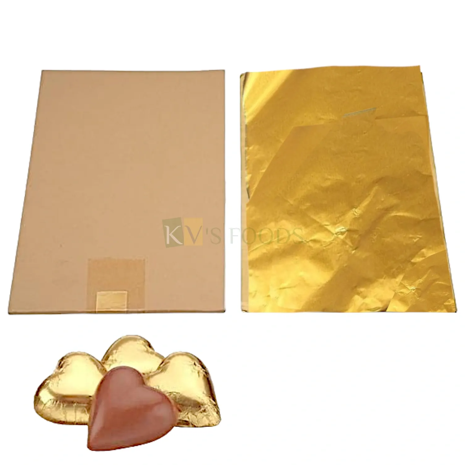 Rectangle Golden Colour Embossed Chocolate Wrappers, Chocolate Foil, Set Of 85 to 90 Sheets, Size: 7&quot;x10 Inch Sweets Candy Lolly Paper Aluminium Foil Wrappers, Back Side Silver Packing Bar Chocolates