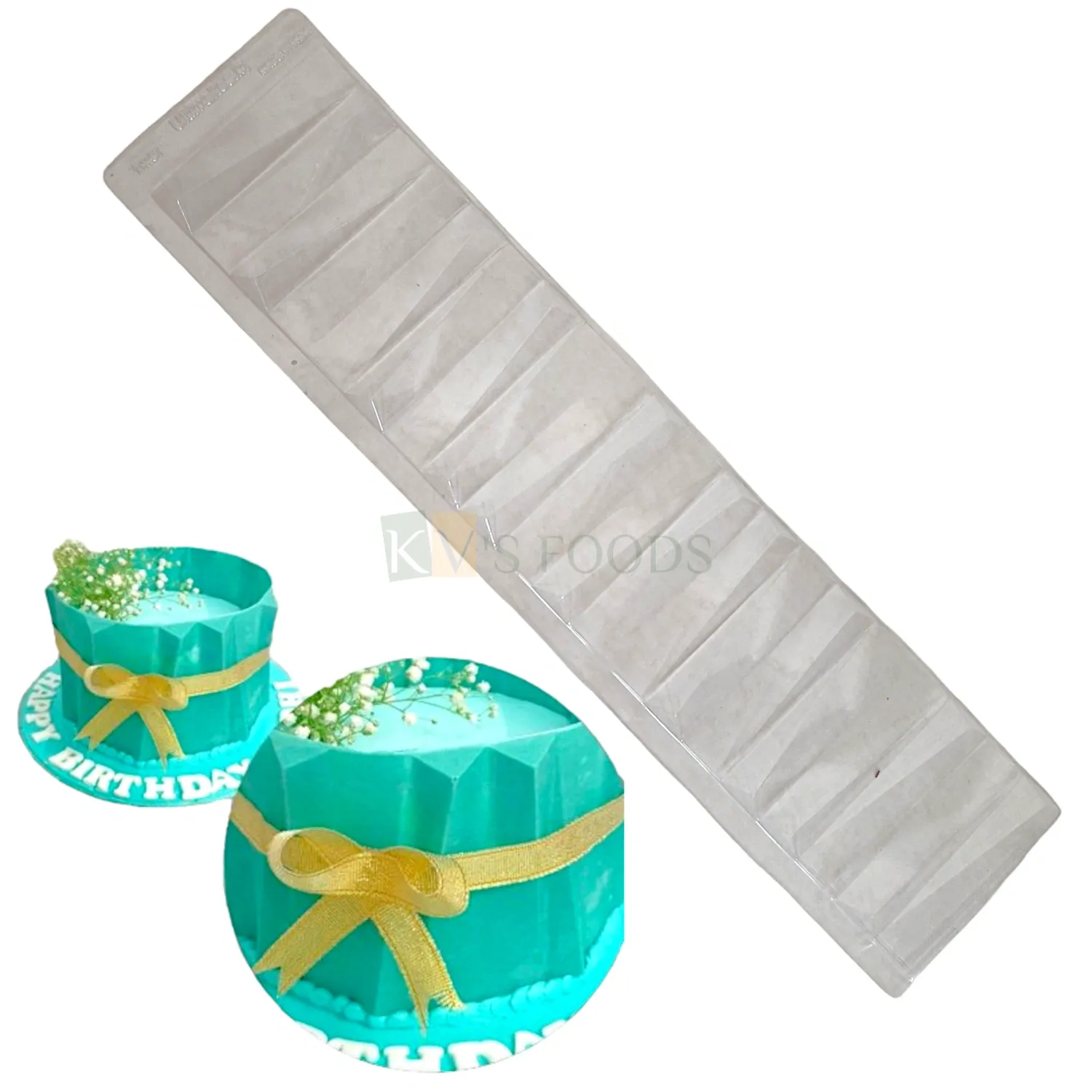 1 PC Transparent Clear Origami Big Twist Design Chocolate Transfer Sheet Size 19.5 x 4.5 Inch Lace Cake Side Decorating Tools Zig zag Lines Origami Cake Border Mould, Cake Decor Tool, Embossing Mould
