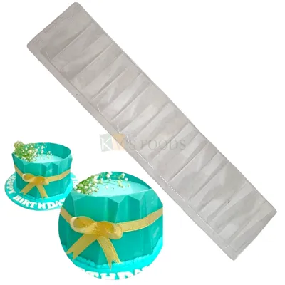 1 PC Transparent Clear Origami Big Twist Design Chocolate Transfer Sheet Size 19.5 x 4.5 Inch Lace Cake Side Decorating Tools Zig zag Lines Origami Cake Border Mould, Cake Decor Tool, Embossing Mould